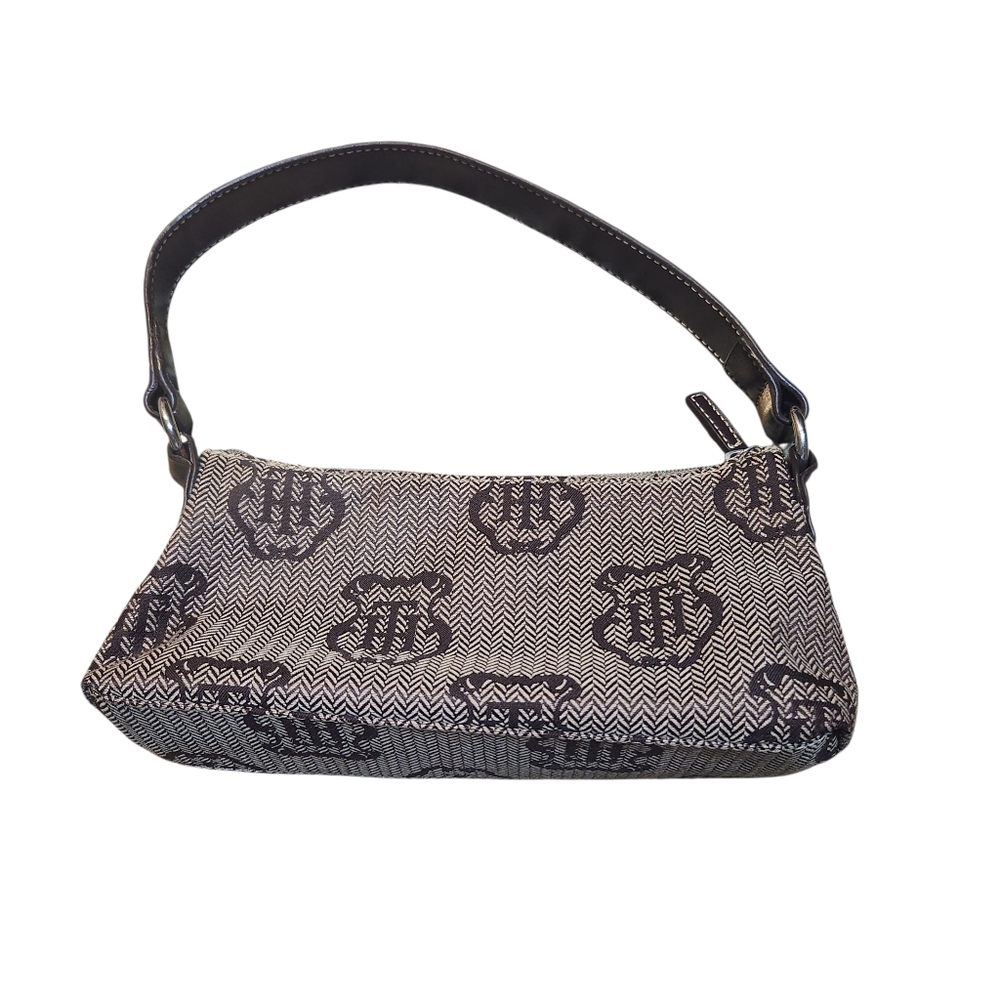 Vintage Y2K Tommy Hilfiger Small Brown Monogram Canvas Shoulder Bag